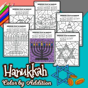 Hanukkah color-by-number printable for kids